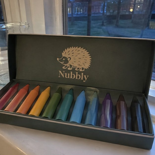 Crayons with logo — customer photo