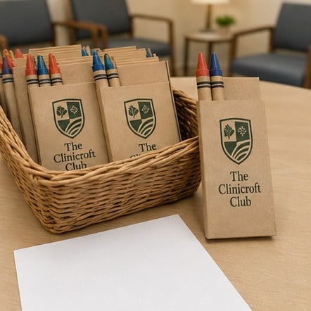 Customized crayons for clinics and waiting rooms